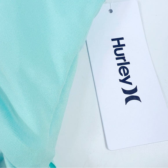 Hurley One Piece Cut-Out Ruffle Swimsuit Sea Foam Tiffany Blue M NWT - Picture 9 of 11